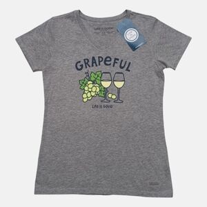 Life is Good Womens Short Sleeve Crusher Tee V Neck GRAPEFUL Size XS NEW